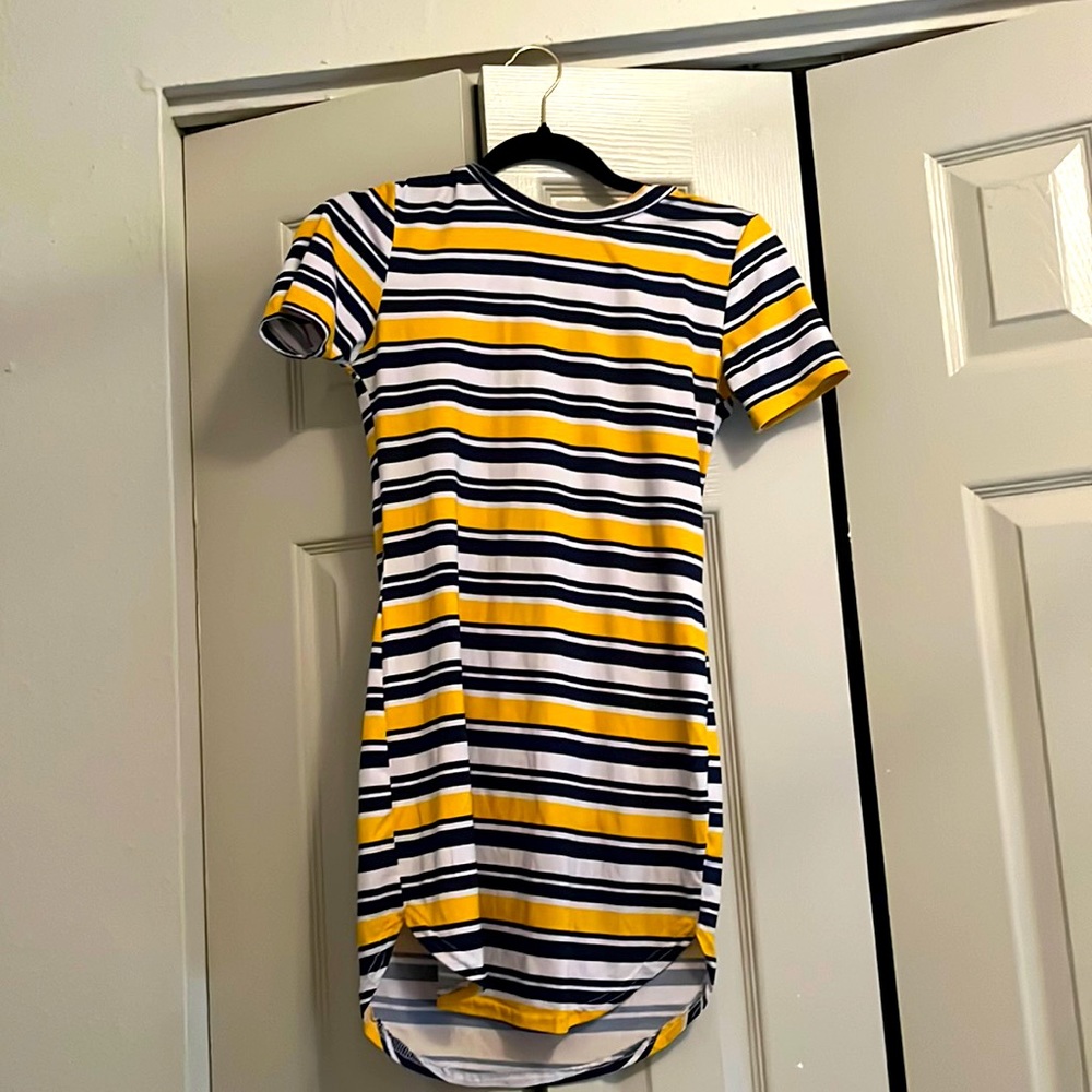 Yellow striped dress in a small